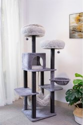 Catry interactive 7-Level Cat Tree with Condo, Scratching Posts, & Toys, 63-in H, Grey