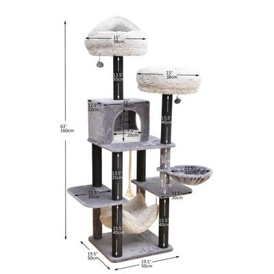 Show full view: Catry interactive 7-Level Cat Tree with Condo, Scratching Posts, & Toys, 63-in H, Grey slide 2 of 10