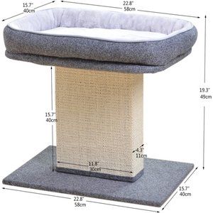 Catry Perch with Sisal Scratcher & Perch-Mellow 19-in Plush Cat Tree, Grey, Medium