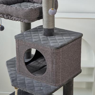 Show full view: Catry Stella 6-Level Quilted Velvet & Polyester 67.7-in Large Cat Tree & Condo, Gray slide 4 of 10