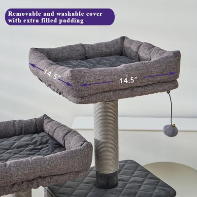 Show full view: Catry Stella 6-Level Quilted Velvet & Polyester 67.7-in Large Cat Tree & Condo, Gray slide 2 of 10