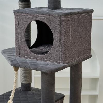 Show full view: Catry Stella 6-Level Quilted Velvet & Polyester 67.7-in Large Cat Tree & Condo, Gray slide 5 of 10