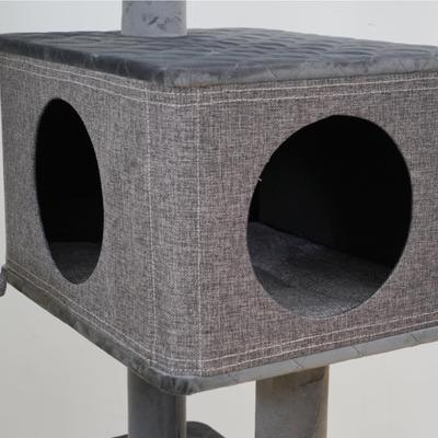Show full view: Catry Yara 5-Level 49.5-in Polyester & Linen Large Cat Tree & Condo, Gray slide 3 of 7