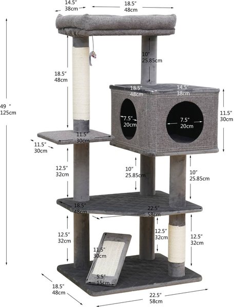 Catry Yara 5-Level 49.5-in Polyester & Linen Large Cat Tree & Condo, Gray
