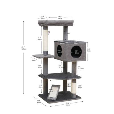 Show full view: Catry Yara 5-Level 49.5-in Polyester & Linen Large Cat Tree & Condo, Gray slide 6 of 7