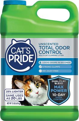 Show full view: Cat's Pride Max Power Total Odor Control Multi-Cat Clumping Litter, Unscented, 15-lb jug + Jonny Cat Heavy Duty Tear-Resistant Jumbo Litter Box Liners, 15 Count slide 2 of 9