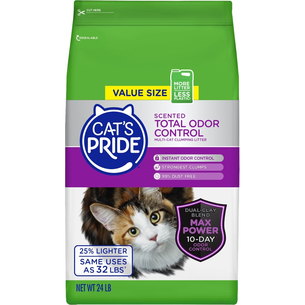 Cat's Pride Max Power Total Odor Control Scented Clumping Cat Litter, 24-lb bag