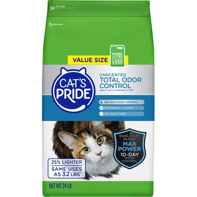 Cat's Pride Cat's Pride Max Power Total Odor Control Unscented Clumping Cat Litter, 24-lb bag
