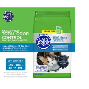 Cat's Pride Max Power Total Odor Control Unscented Clumping Cat Litter, 24-lb bag