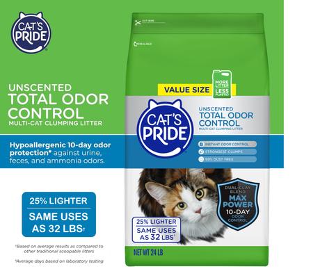 Show full view: Cat's Pride Max Power Total Odor Control Unscented Clumping Cat Litter, 24-lb bag slide 3 of 8