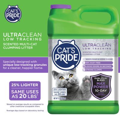 Show full view: Cat's Pride Max Power UltraClean Low-Tracking Multi-Cat Clumping Litter, Scented, 15-lb jug slide 3 of 9