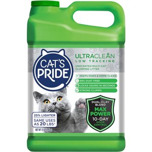 Cat's Pride Max Power UltraClean Low-Tracking Multi-Cat Clumping Litter, Unscented, 15-lb jug
