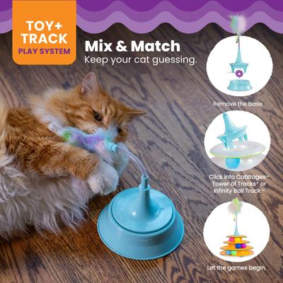 Show full view: Catstages Tower of Tracks Cat Toy & Catstages 2-in-1 Spring Interactive & Topper for Ball Track, Bat & Swat Spring Toy with Feathers & Bells Cat Toy, Blue slide 9 of 10