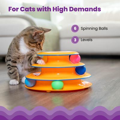 Show full view: Catstages Tower of Tracks Cat Toy & Catstages 2-in-1 Spring Interactive & Topper for Ball Track, Bat & Swat Spring Toy with Feathers & Bells Cat Toy, Blue slide 4 of 10
