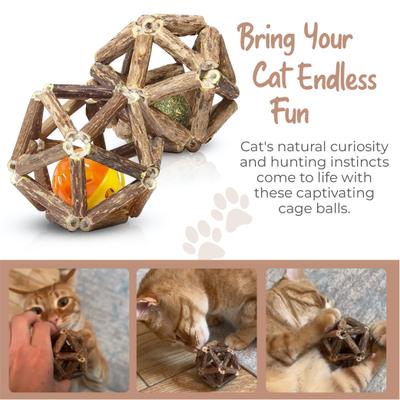 Show full view: CatTwig Silvervine Cage Balls Cat Toy with Catnip slide 3 of 6