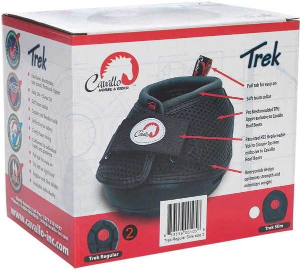 Cavallo Trek Regular Sole Horse Hoof Boots, Black