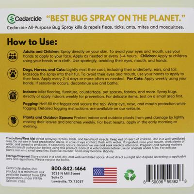 Show full view: Cedarcide Lemongrass All-Purpose Dog & Cat Bug Spray, 128-fl oz bottle slide 3 of 5