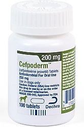 Cefpoderm (cefpodoxime proxetil) Tablets for Dogs, 200-mg, 1 tablet