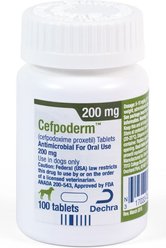 Cefpoderm (cefpodoxime proxetil) Tablets for Dogs, 200-mg, 30 tablets