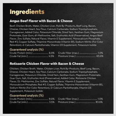 Show full view: Cesar Bacon Feast Loaf & Topper Variety Pack Small Breed Adult Wet Dog Food Trays, 3.5-oz, case of 12 slide 7 of 12