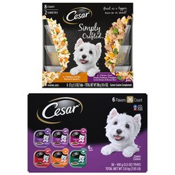 Cesar Classic Loaf in Sauce Adult Variety Pack Wet Food + Simply Crafted Variety Pack Adult Wet Dog Food Meal Topper