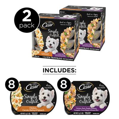 Show full view: Cesar Classic Loaf in Sauce Adult Variety Pack Wet Food + Simply Crafted Variety Pack Adult Wet Dog Food Meal Topper slide 7 of 9