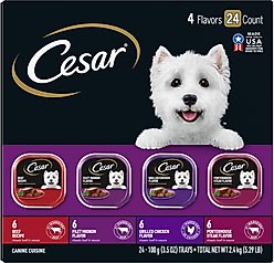 Cesar Classic Loaf in Sauce Beef Recipe, Filet Mignon, Grilled Chicken, & Porterhouse Steak Flavors Food Trays + American Journey Beef Recipe Grain-Free Soft & Chewy Training Bits Dog Treats slide 2 of 8
