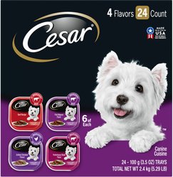 Cesar Classic Loaf in Sauce Beef Recipe, Filet Mignon, Grilled Chicken, & Porterhouse Steak Flavors Variety Pack Food Trays + Iams MiniChunks Small Kibble Dry Dog Food slide 2 of 9