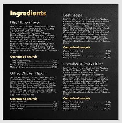 Show full view: Cesar Classic Loaf in Sauce Beef Recipe, Filet Mignon, Grilled Chicken & Porterhouse Steak Flavors Variety Pack Grain-Free Small Breed Adult Wet Dog Food Trays, 3.5-oz, case of 24 slide 7 of 12