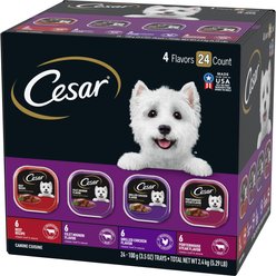 Cesar Classic Loaf in Sauce Beef Recipe, Filet Mignon, Grilled Chicken, & Porterhouse Steak Flavors Variety Pack + Poultry Variety Pack Small Breed Wet Dog Food slide 2 of 9