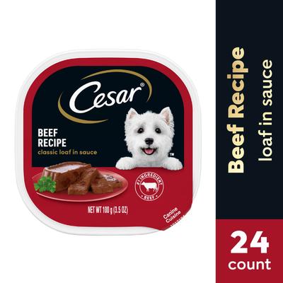 Show full view: Cesar Classic Loaf in Sauce Beef Recipe Grain-Free Small Breed Adult Wet Dog Food, 3.5-oz, case of 24 slide 4 of 12