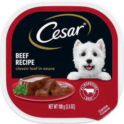 Show full view: Cesar Classic Loaf in Sauce Beef Recipe Wet Food + Simply Crafted Variety Pack Adult Wet Dog Food Meal Topper slide 2 of 9