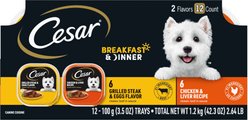 Cesar Classic Loaf in Sauce Breakfast & Dinner Mealtime Variety Pack Grain-Free Small Breed Adult Wet Dog Food Trays, 3.5-oz, case of 12
