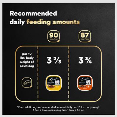 Show full view: Cesar Classic Loaf in Sauce Breakfast & Dinner Mealtime Variety Pack Grain-Free Small Breed Adult Wet Dog Food Trays, 3.5-oz, case of 12 slide 8 of 12