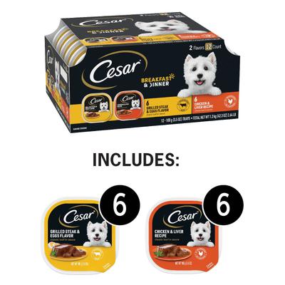 Show full view: Cesar Classic Loaf in Sauce Breakfast & Dinner Mealtime Variety Pack Wet Dog Food + Simply Crafted Variety Pack Wet Dog Food Meal Topper slide 3 of 9