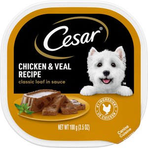 Cesar Classic Loaf in Sauce Chicken & Veal Recipe Small Breed Wet Dog Food, 3.5-oz, case of 24