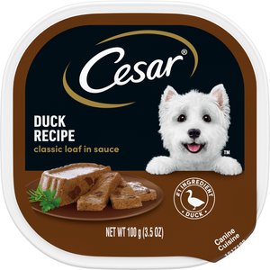 Cesar Classic Loaf in Sauce Duck Recipe Dog Food Trays, 3.5-oz, case of 24