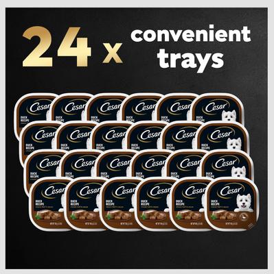 Show full view: Cesar Classic Loaf in Sauce Duck Recipe Dog Food Trays, 3.5-oz, case of 24 slide 10 of 12
