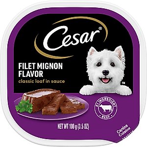Cesar Classic Loaf in Sauce Filet Mignon Flavor Grain-Free Small Breed Adult Wet Dog Food Trays, 3.5-oz, case of 24