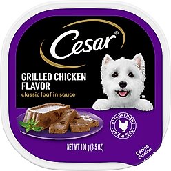 Cesar Classic Loaf in Sauce Grilled Chicken Flavor Dog Food Trays, 3.5-oz tray, bundle of 48 