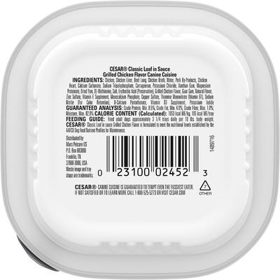 Show full view: Cesar Classic Loaf in Sauce Grilled Chicken Flavor Dog Food Trays, 3.5-oz tray, bundle of 48  slide 3 of 12