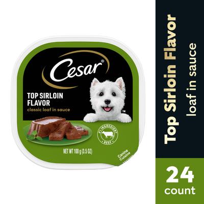 Show full view: Cesar Classic Loaf in Sauce Top Sirloin Flavor Small Breed Adult Wet Dog Food Trays, 3.5-oz, case of 24 slide 4 of 12