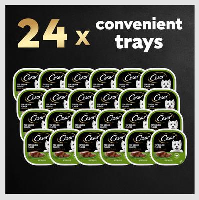 Show full view: Cesar Classic Loaf in Sauce Top Sirloin Flavor Small Breed Adult Wet Dog Food Trays, 3.5-oz, case of 24 slide 10 of 12