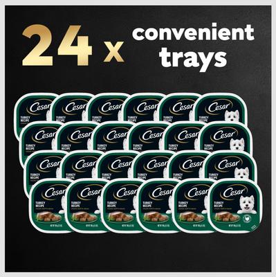 Show full view: Cesar Classic Loaf in Sauce Turkey Recipe Grain-Free Small Breed Adult Wet Dog Food, 3.5-oz, case of 24 slide 10 of 12