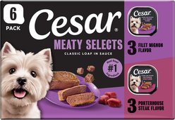 Cesar Classic Loaf in Sauce Variety Pack Adult Flax Free Beef Wet Dog Food, 3.5-oz tray, 6 count