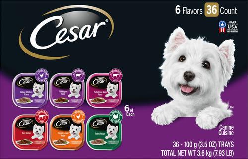 Show full view: Cesar Classic Loaf in Sauce Variety Pack + Breakfast Classic Loaf in Sauce Variety Pack Small Breed Wet Dog Food slide 2 of 10
