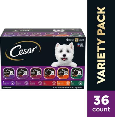 Show full view: Cesar Classic Loaf in Sauce Variety Pack Grain-Free Small Breed Adult Wet Dog Food Trays, 3.5-oz, case of 36 slide 4 of 11