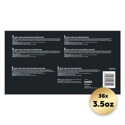 Show full view: Cesar Classic Loaf in Sauce Variety Pack Grain-Free Small Breed Adult Wet Dog Food Trays, 3.5-oz, case of 36 slide 3 of 11