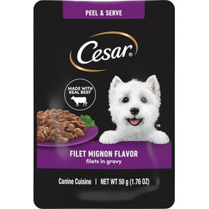 Cesar Filet Mignon Flavor Filets in Gravy Wet Dog Food, 1.76-oz mini-pouch, case of 20