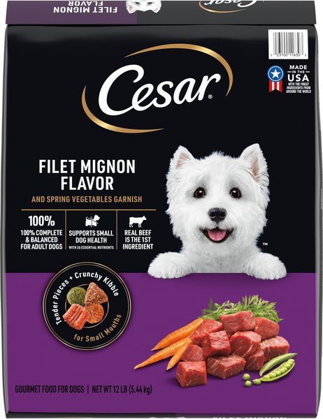 Cesar Filet Mignon Flavor & Spring Vegetables Garnish Small Breed Dry Dog Food